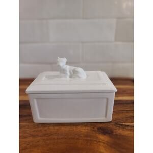 ICTC English Fine Bone China Butter Dish with Cow on Lid Vintage Mcm England